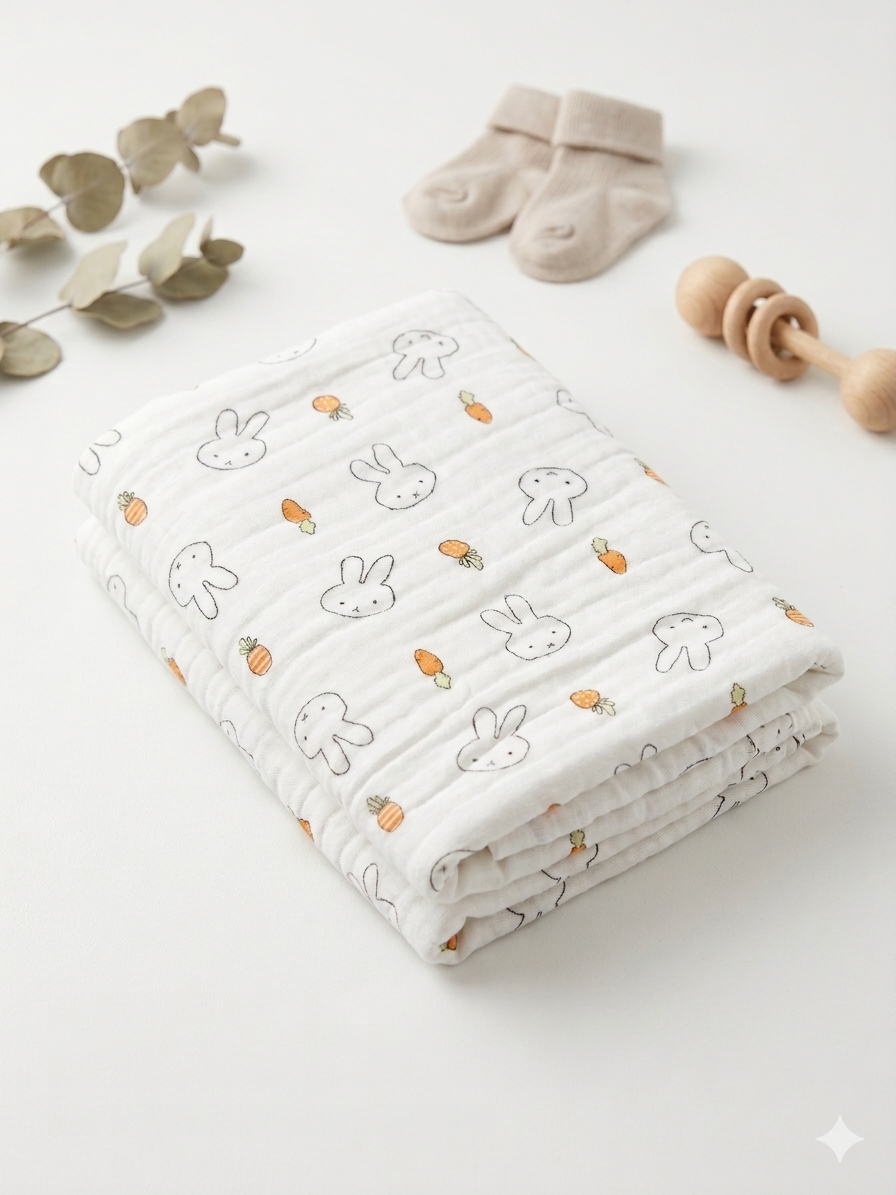 Pure Muslin Towel — Bunny Print