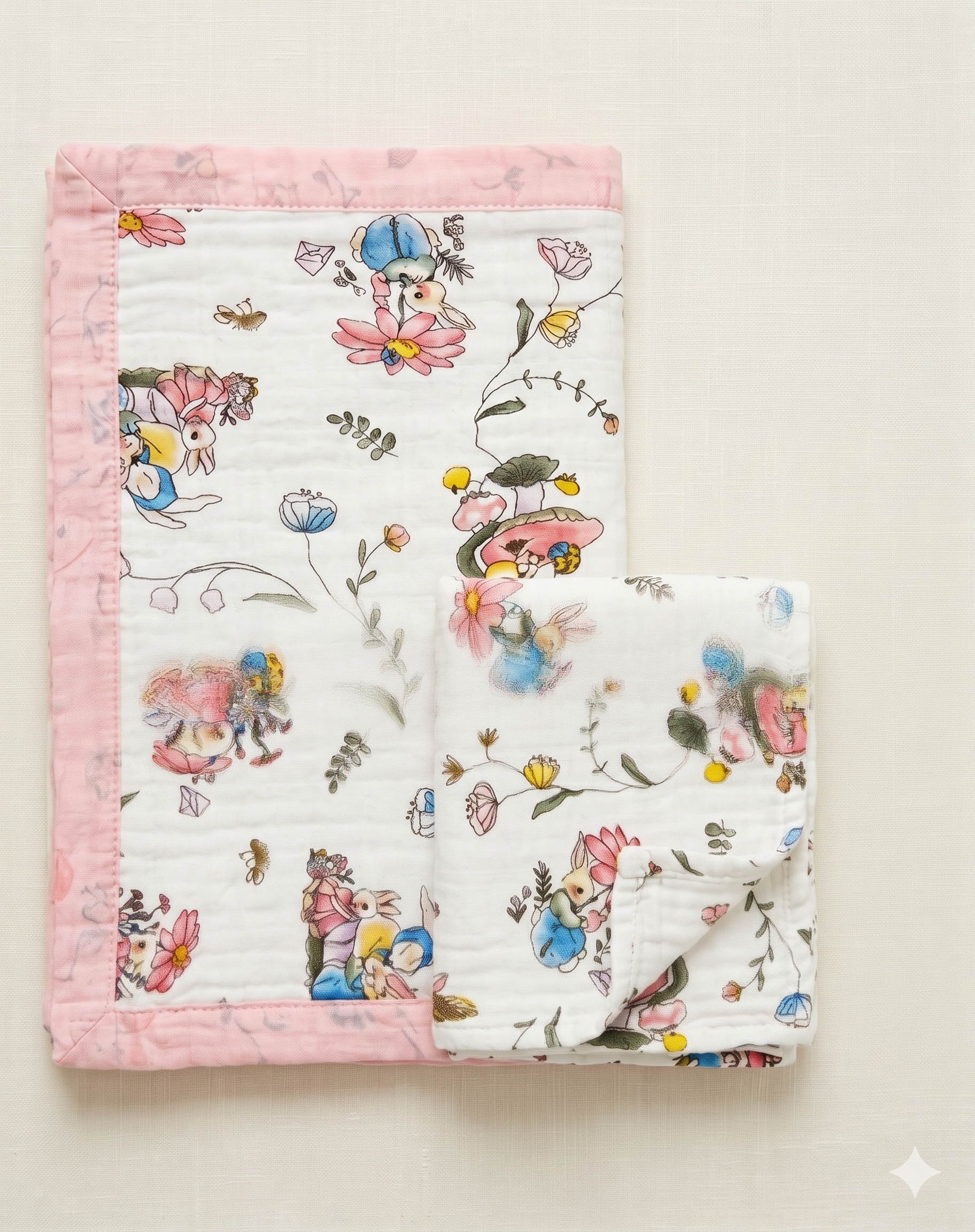 Pure Muslin Blanket & Towel Set - Bunny Flower